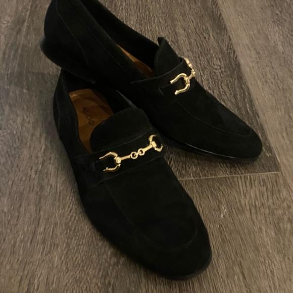 Aldo Other - Aldo Marinho Black Suede Loafers with Gold Accent - Size 8